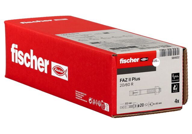 Emballasje: "fischer sikkerhetsanker FAZ II Plus 20/60 R syrefast (NOBB 60122143)"