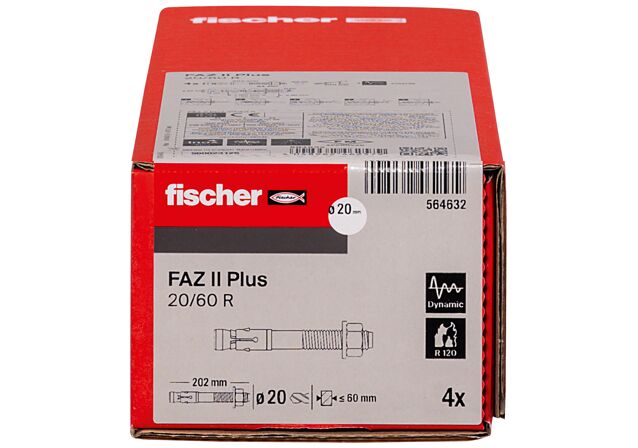 Συσκευασία: "fischer FAZ II Plus 20/60 R Ανοξείδωτο εκτονούμενο αγκύριο"