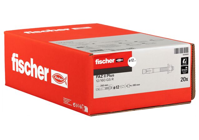 Packaging: "fischer bolt anchor FAZ II Plus 12/160 GS R stainless steel"