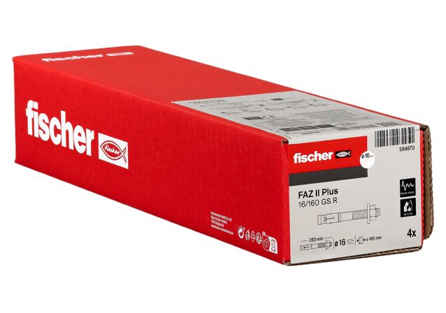 Verpackung: "fischer Bolzenanker FAZ II Plus 16/160 GS R nicht rostender Stahl"