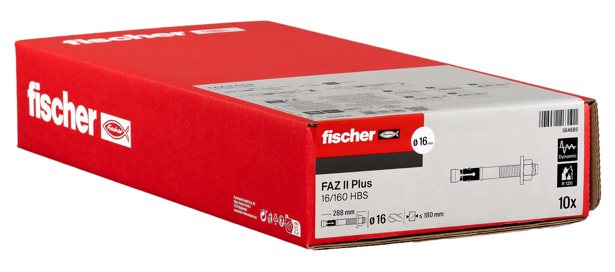 Packaging: "fischer bolt anchor FAZ II Plus 16/160 HBS ZP electro zinc plated"