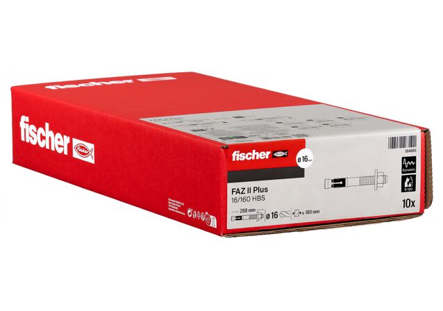 Packaging: "fischer bolt anchor FAZ II Plus 16/160 HBS ZP electro zinc plated"