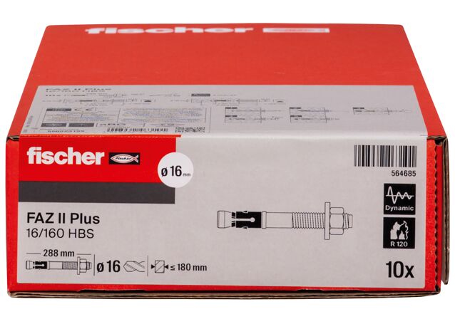 Packaging: "fischer cıvata ankraj FAZ II Plus 16/160 HBS ZP elektro çinko kaplama"