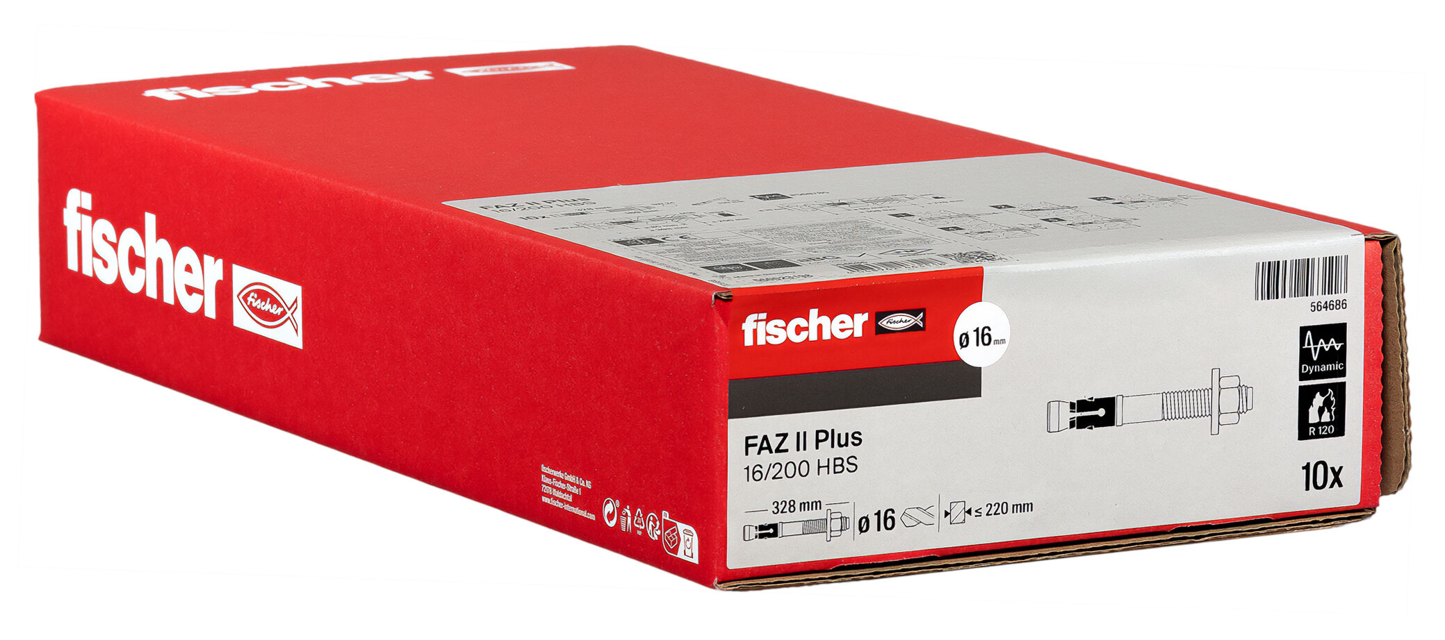 Packaging: "fischer bolt anchor FAZ II Plus 16/200 HBS ZP electro zinc plated"