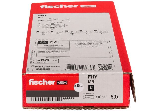 Packaging: "fischer Hollow-ceiling anchor FHY M6 electro zinc plated"