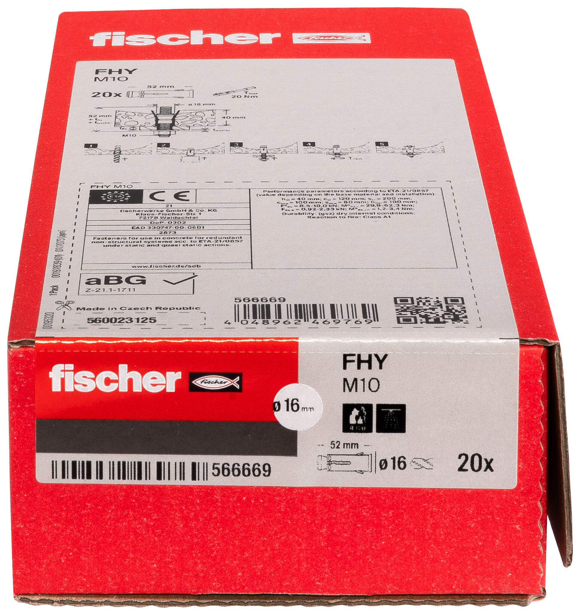 fischer Hollow-ceiling anchor FHY M10 electro zinc plated