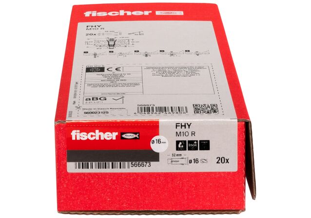 Packaging: "fischer födémdübel FHY M10 korrózióálló aclél"