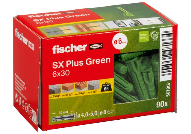 Packaging: "fischer Expansion plug SX Plus Green 6 x 30"