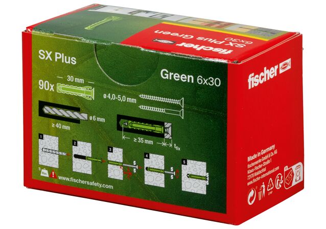 Emballasje: "fischer Nylonplugg SX Plus Green 6 x 30 (NOBB 60129858)"