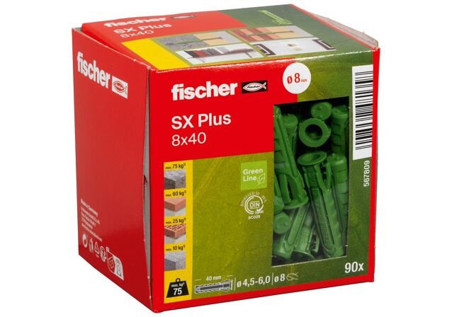 Packaging: "fischer Tulppa SX Plus Green 8 x 40"
