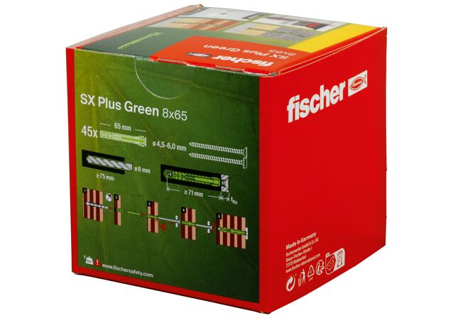 Packaging: "fischer Expansion plug SX Plus Green 8 x 65"