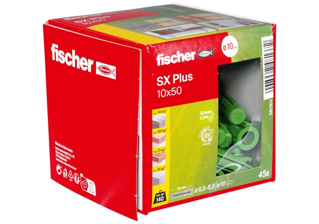 Verpackung: "fischer Spreizdübel SX Plus Green 10 x 50"