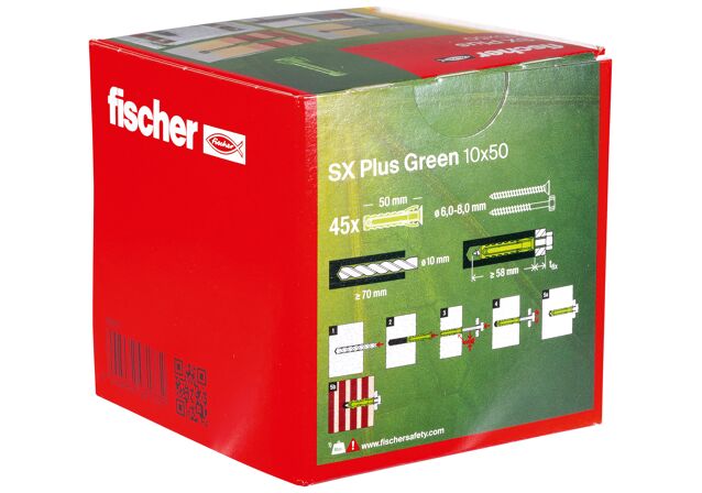 Verpackung: "fischer Spreizdübel SX Plus Green 10 x 50"