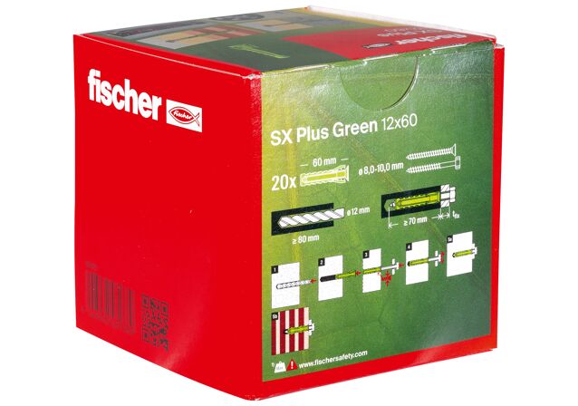 Packaging: "fischer Genişletme tapası SX Plus Green 12 x 60"
