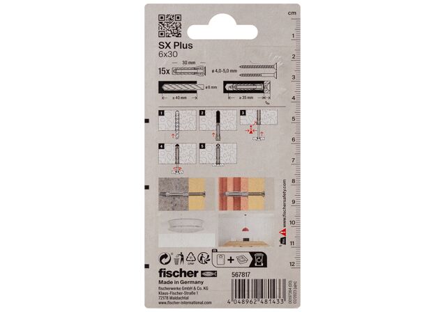 Packaging: "fischer plug SX Plus 6 x 30"