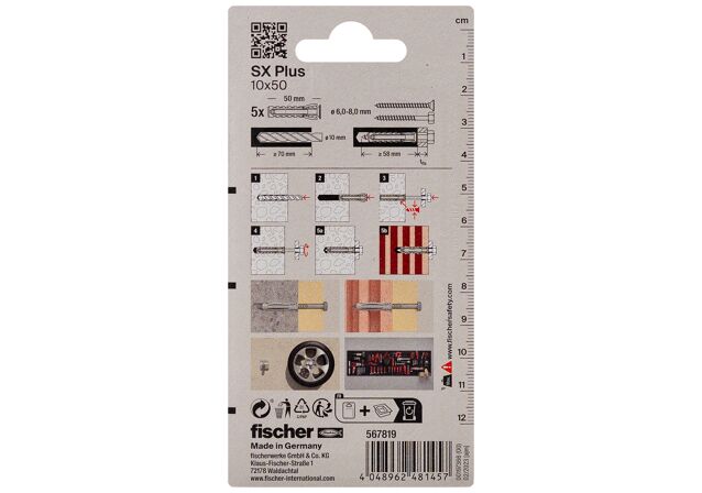 Packaging: "fischer plug SX Plus 10 x 50"