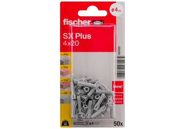 Packaging: "fischer plug SX Plus 4 x 20"