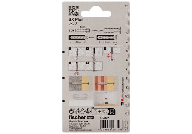 Packaging: "fischer plug SX Plus 6 x 30"