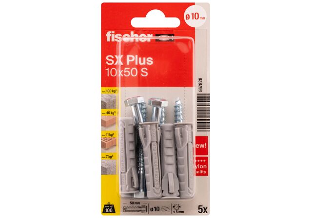 Packaging: "fischer Expansionsplugg SX Plus 10 x 50 S with screw"