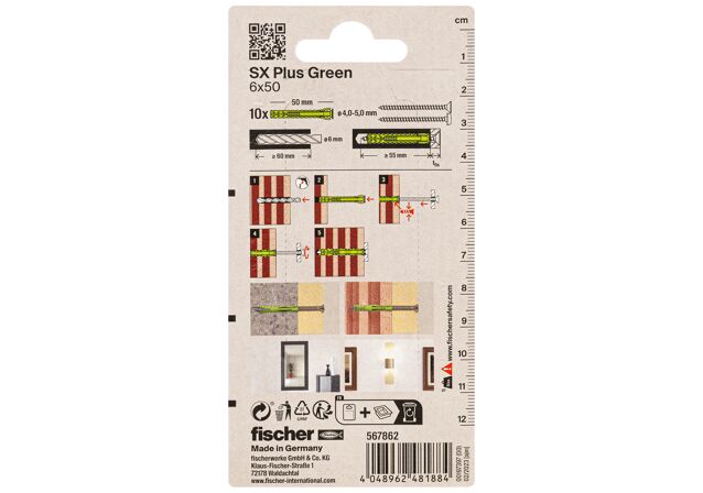 Packaging: "fischer Ekspansionsplug SX Plus Green 6 x 50"