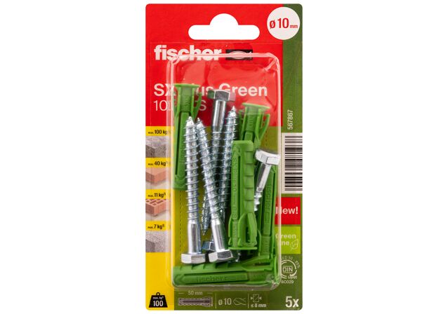 Packaging: "fischer Expansionsplugg SX Plus Green 10 x 50"