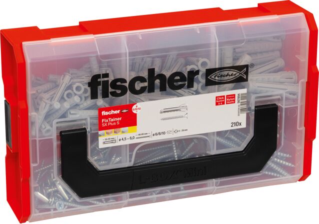 Produktbilde: "fischer FixTainer - Nylonplugg SX Plus 6,8,10 S med skrue (NOBB 60129855)"