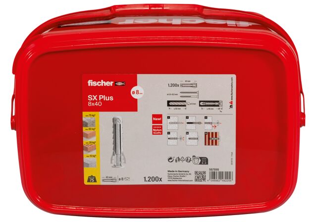 Packaging: "fischer Expansion plug SX Plus 8 x 40 in bucket"