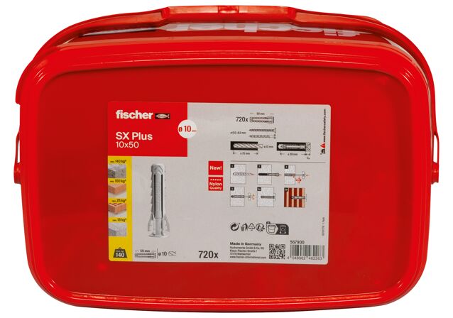 Packaging: "fischer Expansion plug SX Plus 10 x 50 in bucket"