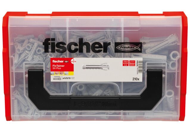 Packaging: "fischer FixTainer - Nailontulppa SX Plus 6,8,10"