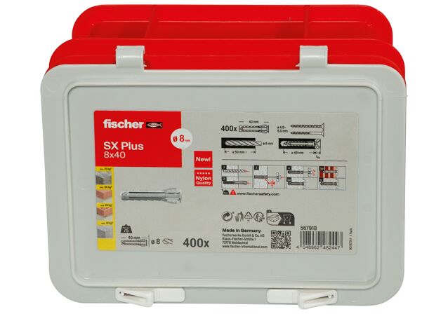 Packaging: "fischer plug SX Plus 8 x 40 box"