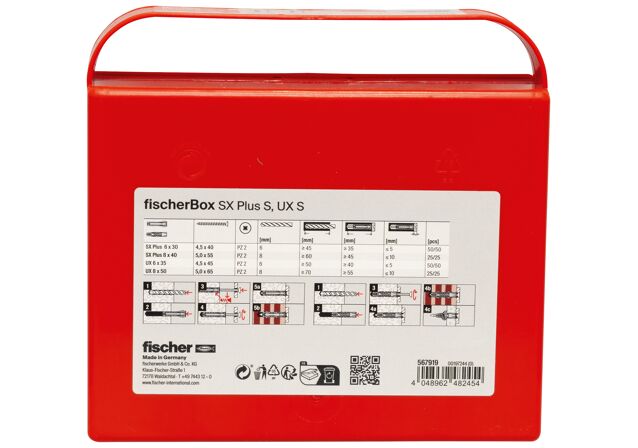 Packaging: "fischer Box cheville SX Plus, UX 6 et 8 S avec vis"