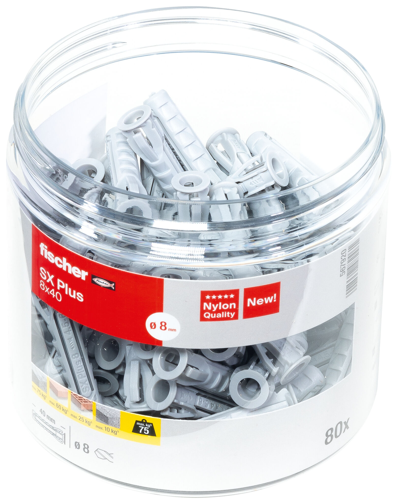 Packaging: "fischer Expansion plug SX Plus 8 x 40 Can"