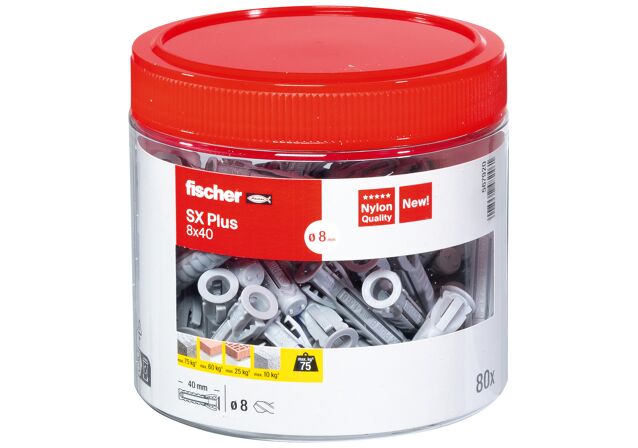 Packaging: "fischer Expansion plug SX Plus 8 x 40 Can"