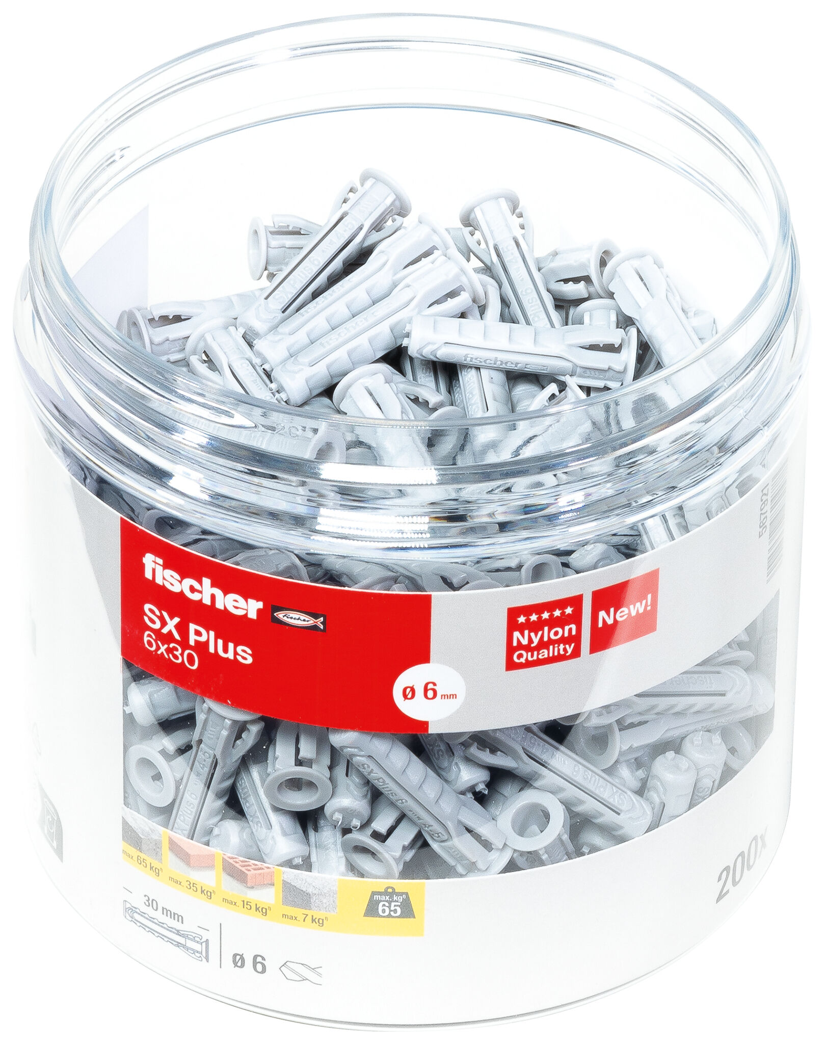 Packaging: "fischer Expansion plug SX Plus 6 x 30 Can"
