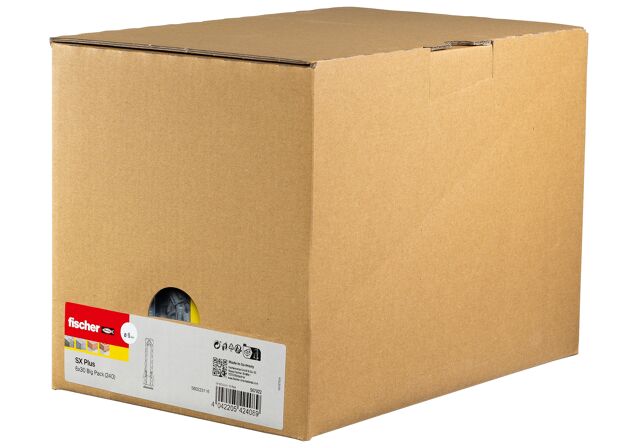 Packaging: "fischer Nailontulppa SX Plus 6 x 30"