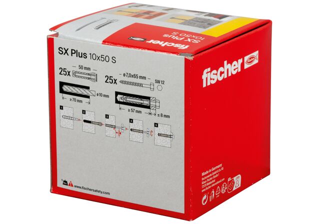 Packaging: "fischer Expansion plug SX Plus 10 x 50 S with screw"