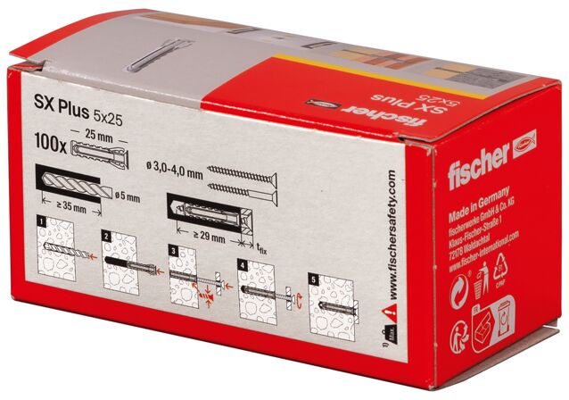 Packaging: "fischer Expansion plug SX Plus 5 x 25"