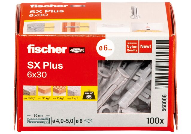 Fischer 070006 Taco de expansión nylon SX 6x30 (Envase 100 uds)