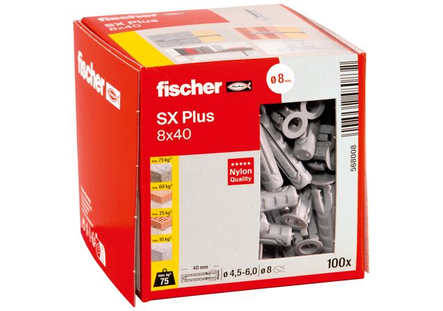 Cheville nylon à expansion Fischer SX 08 x 40 mm 70008 4006209700082