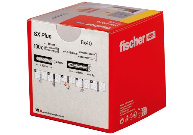 FISCHER - Cheville en nylon polyvalente 8mm SX 8x40 boîte de 100