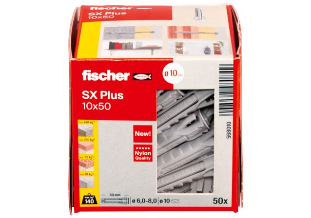 Emballasje: "fischer Nylonplugg SX Plus 10 x 50 (NOBB 60129872)"