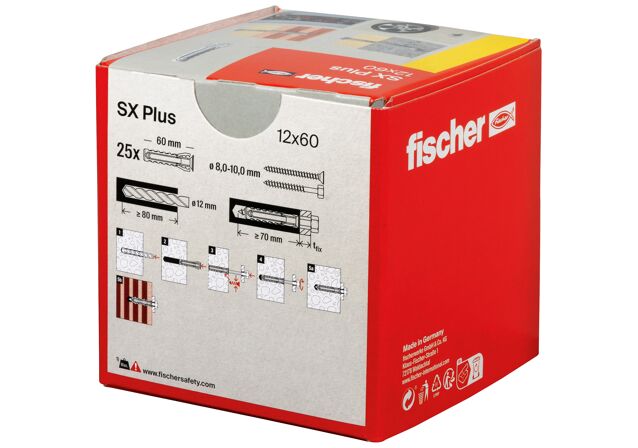 Packaging: "fischer dübel SX Plus 12 x 60 (25 db)"