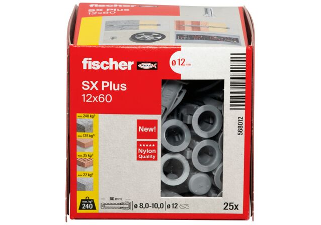 Emballasje: "fischer Nylonplugg SX Plus 12 x 60 (NOBB 60129873)"