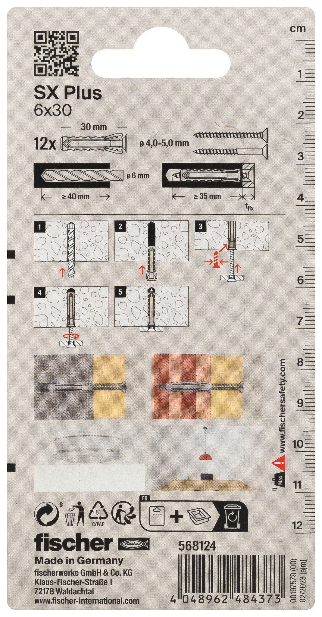 Packaging: "fischer Expansion plug SX Plus 6 x 30"