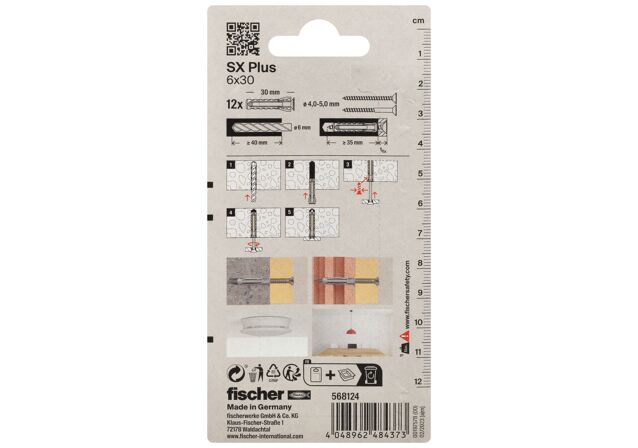 Packaging: "fischer Genişletme tapası SX Plus 6 x 30 SP K vidalı"