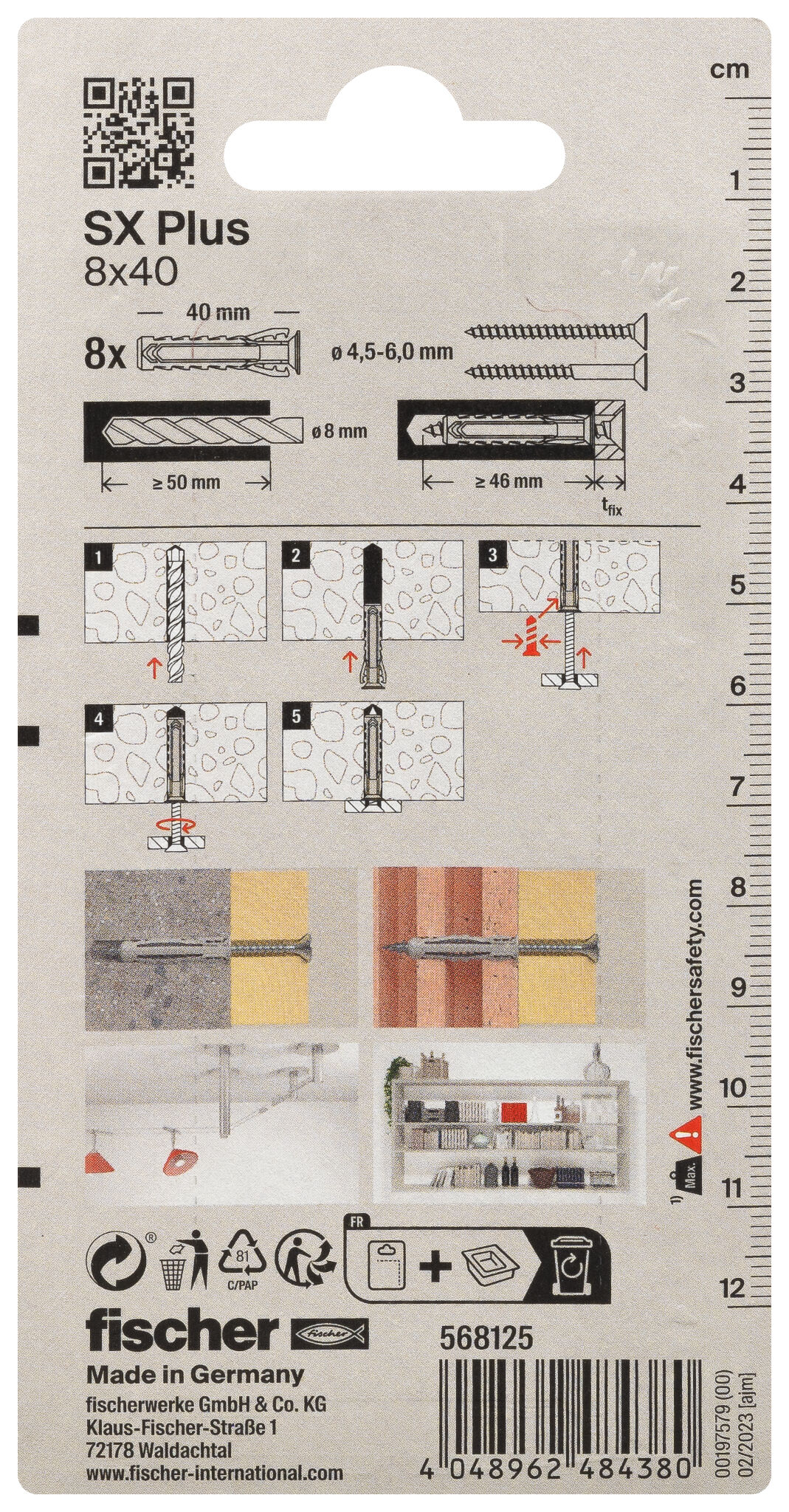 Packaging: "fischer Expansion plug SX Plus 8 x 40"