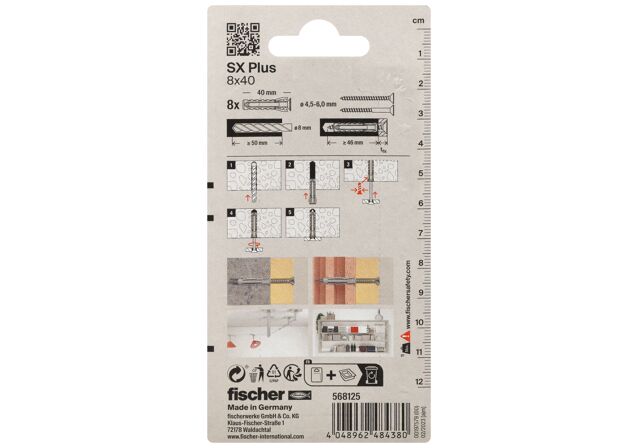 Packaging: "fischer Genişletme tapası SX Plus 8 x 40 SP K vidalı"