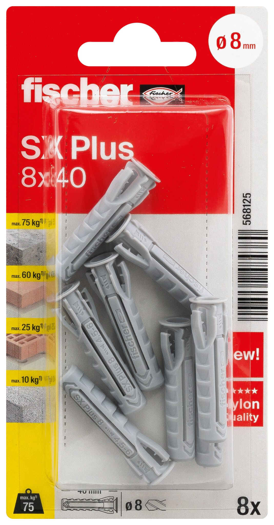 Packaging: "fischer Expansion plug SX Plus 8 x 40"
