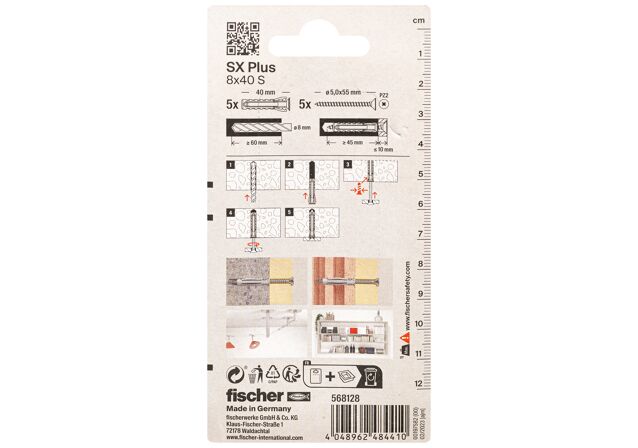 Packaging: "fischer Genişletme tapası SX Plus 8 x 40 S KP K vidalı"
