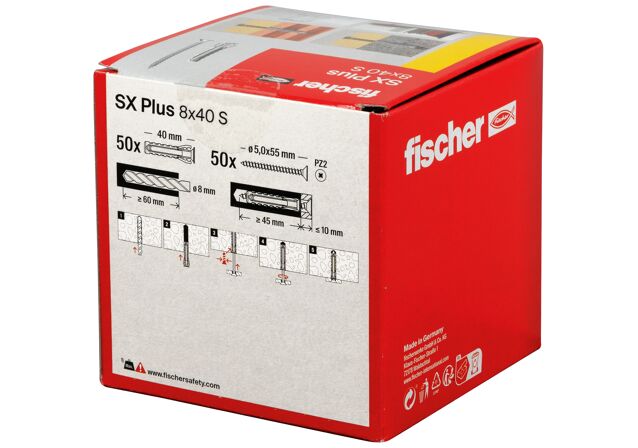 Verpackung: "fischer Spreizdübel SX Plus 8 x 40 S mit Schraube"